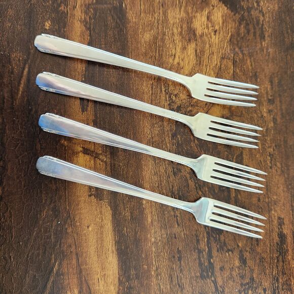 Oneida ELAINE Dinner Fork Set 4 Flatware Silverware Silver Plate Cutlery VTG - Picture 5 of 8